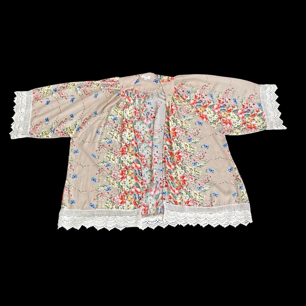 Umgee Kimono Women Small/Medium‎ Multi Color Open Short Sleeve Floral NWOT